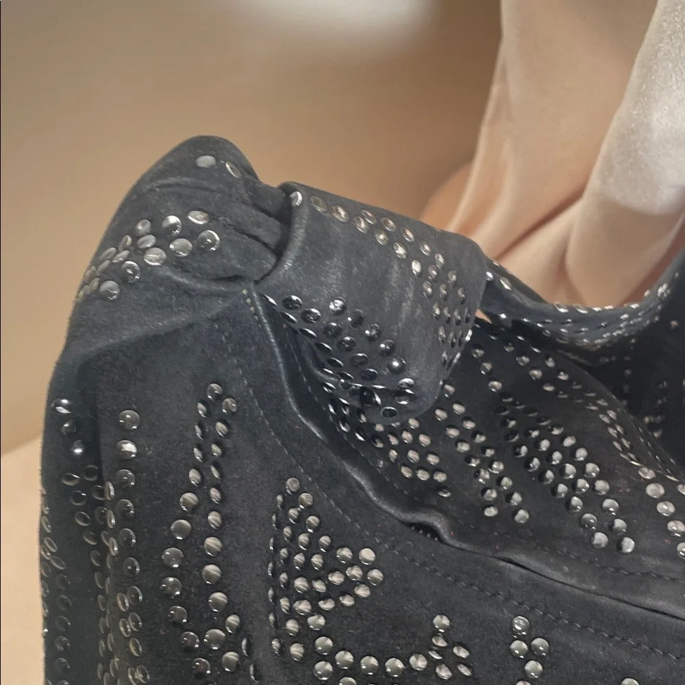 Valentino Garavani black suede with studs Elegant Hobo Bag
